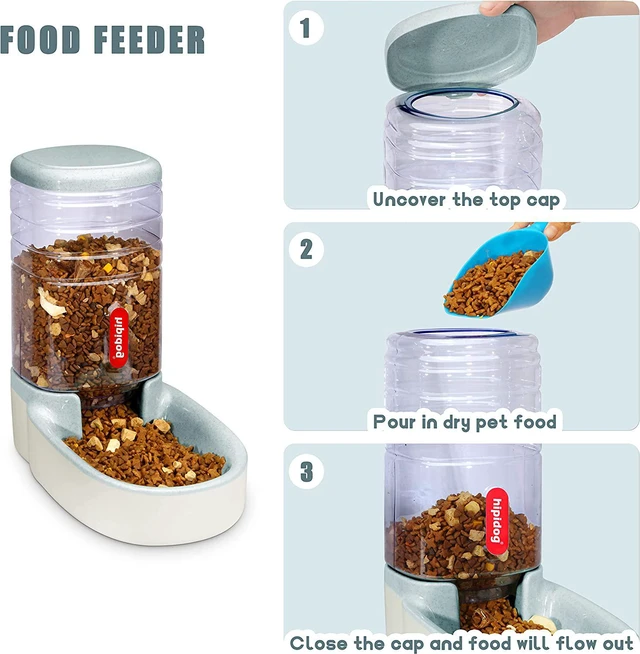 Alt view image 4 of 6 - UniqueFit Pets Cats Dogs Automatic Waterer and Food Feeder 3.8 L with 1 Water Dispenser and 1 Pet Automatic Feeder (Light Gray)