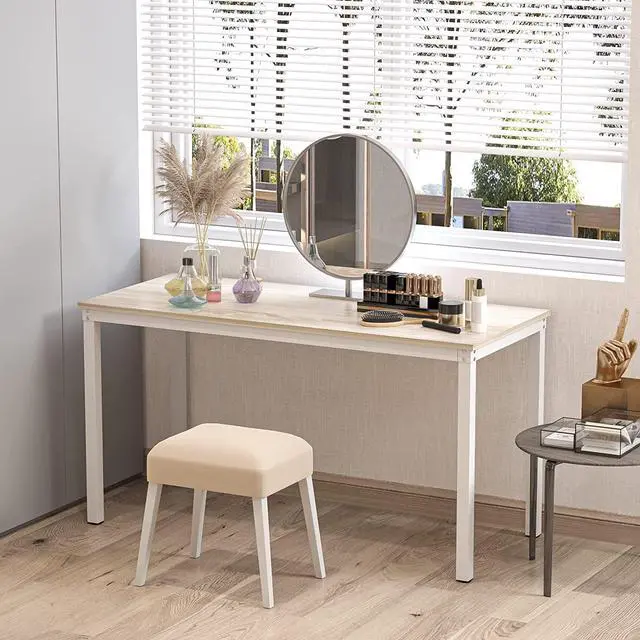 Alt view image 6 of 7 - Teraves Computer Desk/Dining Table Office Desk Sturdy Writing Workstation for Home Office (39.37, Beige + White Frame)