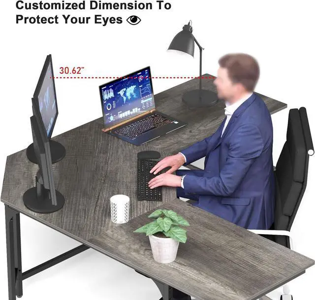 Alt view image 4 of 7 - Teraves Modern L Shaped Desk with Shelves,64.84" Gaming Computer Desk for Home Office,Corner Desk with Desktop (Black Oak+Black Frame, Large+4 Tier Shelves)