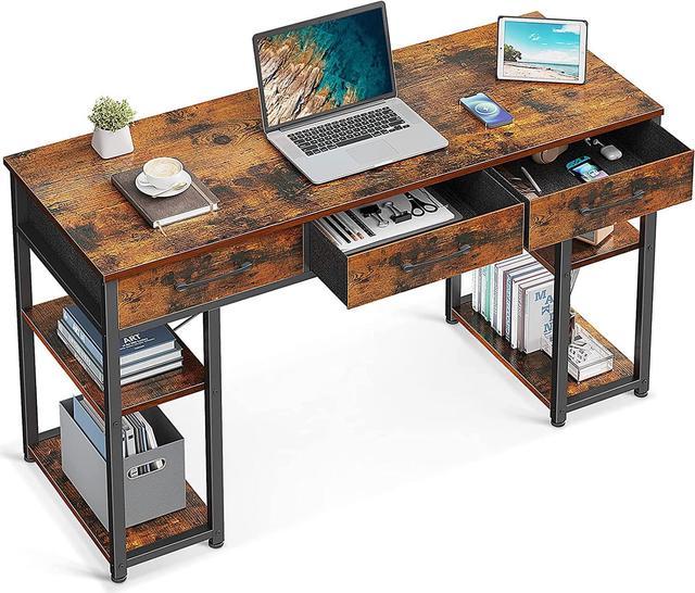 Modern Computer Desk with Storage Shelves & Drawers, Study Table