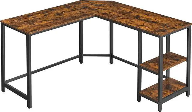 Main image of VASAGLE L-Shaped Computer Desk, Corner Desk, 54-Inch Writing Study Workstation, Rustic Brown and Black ULWD72X