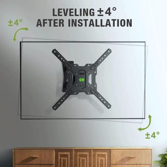 Alt view image 4 of 6 - Full Motion TV Mount, Swivel Articulating Tilt TV Wall Mount for 26-55" LED, OLED, 4K TVs, TV Bracket Wall Mount with VESA 400x400mm Up to 77lbs, Perfect Center Design -XMM006-1