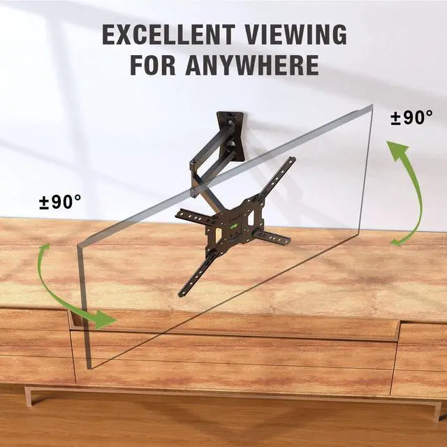 Alt view image 5 of 6 - Full Motion TV Mount, Swivel Articulating Tilt TV Wall Mount for 26-55" LED, OLED, 4K TVs, TV Bracket Wall Mount with VESA 400x400mm Up to 77lbs, Perfect Center Design -XMM006-1