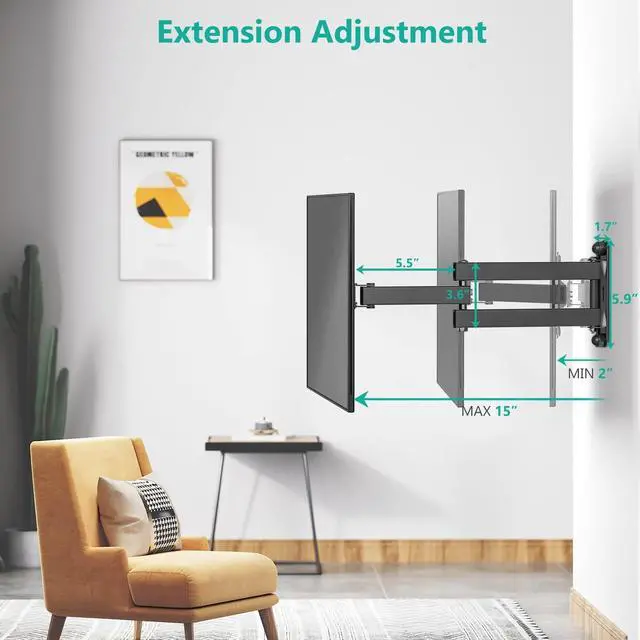 Alt view image 5 of 7 - WALI TV Wall Mount Articulating LCD Monitor Full Motion 15 inch Extension Arm Tilt Swivel for Most 13 to 32 inch LED TV Flat Panel Screen with Mounting Holes up to 100x100mm (1330LM), Black