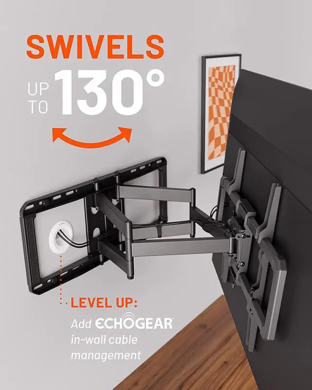 Alt view image 4 of 7 - TV Wall Mount for Large TVs Up to 90" - Full Motion with Smooth Swivel, Tilt, & Extension - Universal Design Works with Samsung, Vizio, LG & More - Includes Hardware & Wall Drilling Template