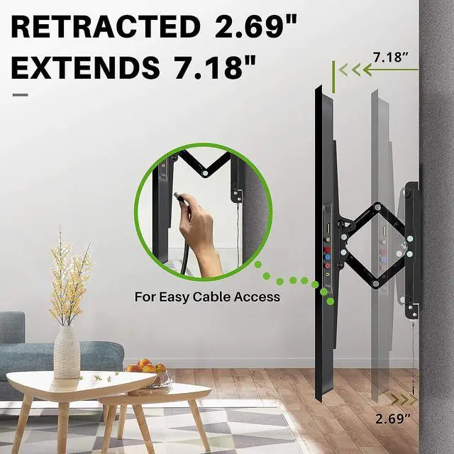 Alt view image 2 of 7 - Advanced Tilt Wall Mount for Most 42-90 inch TVs, Easy to Install Extension TV Mount Extending to 7 inch, Universal Bracket Up to 24'' Studs, VESA 600 x 400mm and 120lbs