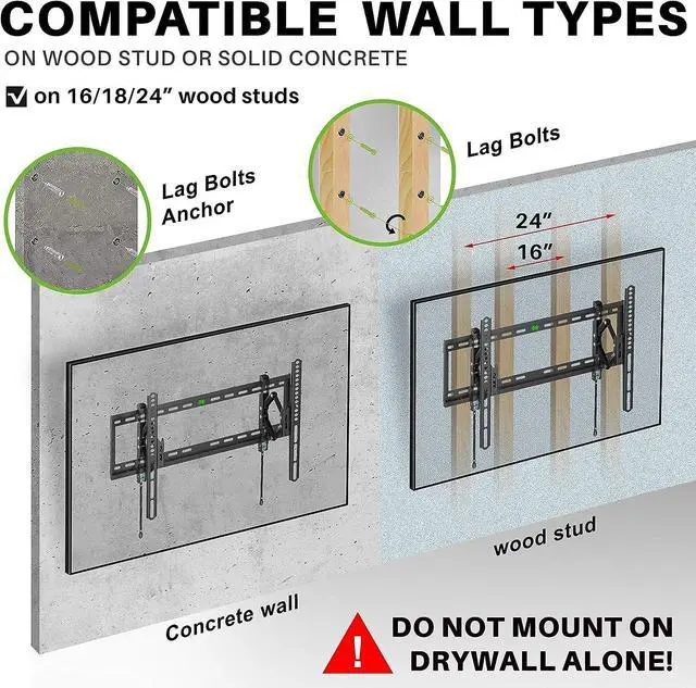 Alt view image 6 of 7 - Advanced Tilt Wall Mount for Most 42-90 inch TVs, Easy to Install Extension TV Mount Extending to 7 inch, Universal Bracket Up to 24'' Studs, VESA 600 x 400mm and 120lbs