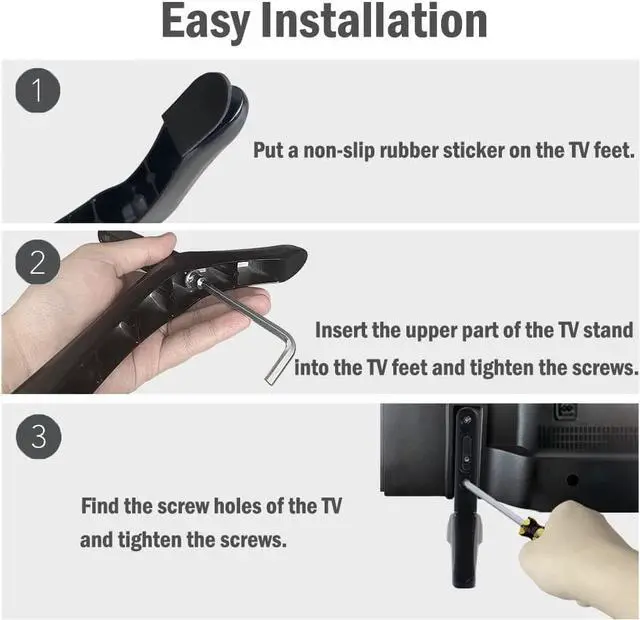 Alt view image 4 of 6 - Universal TV Stand, Base Table Top TV Stand, TV Legs, TV Pedestal Feet for Vizio Samsung LG TCL Televisions with Mounting Holes Distance 2.16in/5.5cm or Within 1.77in/4.5cm