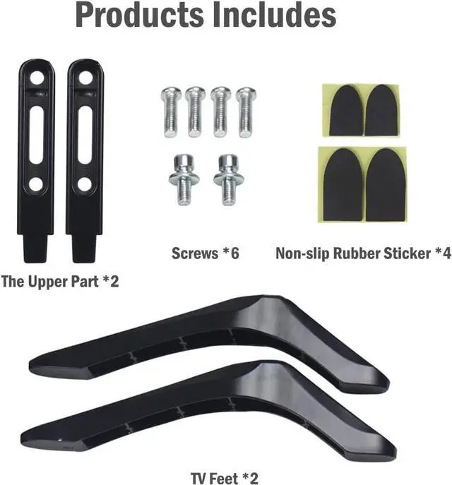 Alt view image 5 of 6 - Universal TV Stand, Base Table Top TV Stand, TV Legs, TV Pedestal Feet for Vizio Samsung LG TCL Televisions with Mounting Holes Distance 2.16in/5.5cm or Within 1.77in/4.5cm