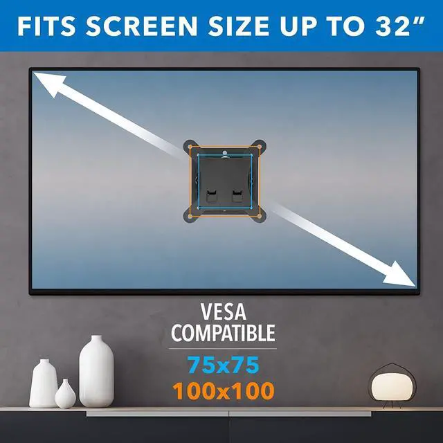 Alt view image 6 of 7 - Small TV Monitor Wall Mount | RV TV Mount | Quick Release | Fits 13 15 17 19 20 21.5 24 25 27 32 Inch Screens | 75 100 VESA Compatible | Low-Profile Slim Design | 30lb Capacity