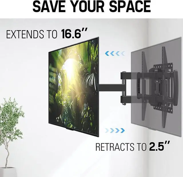 Alt view image 5 of 7 - TV Mount for Most 42-75 inch Flat Screen TVs Up to 100 lbs, Full Motion TV Wall Mount with Swivel Articulating 6 Arms, TV Wall Mounts Fit 12'', 16 Wood Studs, Max VESA 600x400mm