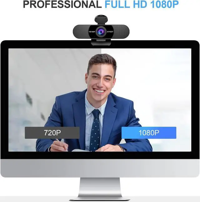 Alt view image 2 of 7 - EMEET 1080P Webcam with Microphone, C960 Web Camera, 2 Mics Streaming Webcam with Privacy Cover, 90°View Computer Camera, Plug&Play USB Webcam for Calls/Conference, Zoom/Skype/YouTube, Laptop/Desktop
