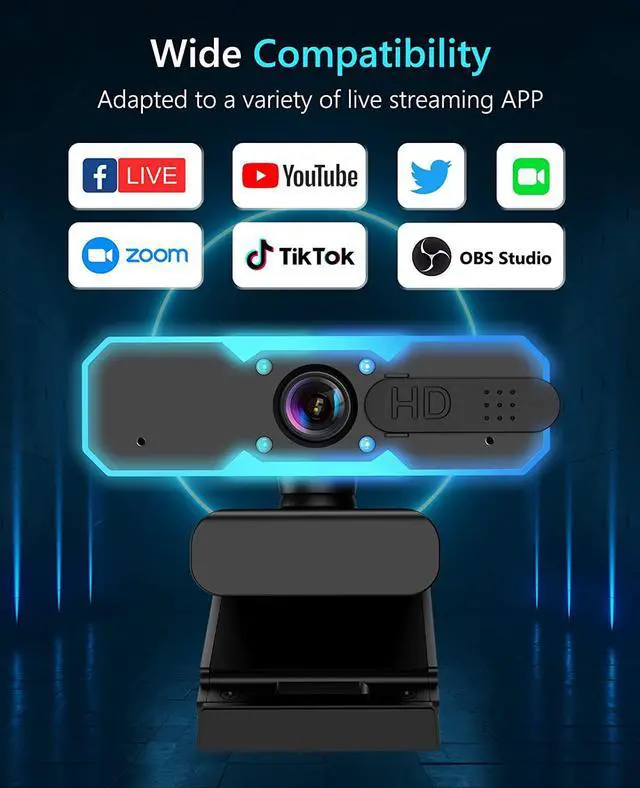 Alt view image 6 of 7 - NBPOWER 1080P 60FPS Streaming Webcam, Streaming Camera with Microphone and Fill Light,Autofocus,Work with Zoom/YouTube/Winsdows/Mac OS/Laptop/MacBook/PC Computer Camera