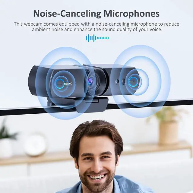 Alt view image 7 of 7 - NexiGo HelloCam, 1080P Webcam with Windows Hello, True Privacy, Automatic Electronic Shutter, Computer Camera, Microphone, Facial Enhancement, HD USB Web Cam