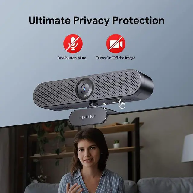 Alt view image 5 of 7 - DEPSTECH Webcam 4K, DW50 Webcam with Remote, Compatible with Sony Sensor, Noise-Canceling Dual Mics Computer Camera, Auto-Focus, Low Light Correction Ideal for Streaming,Teams,OBS, PC,Laptop,Desktop