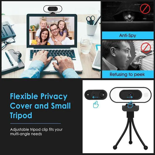 Alt view image 4 of 7 - XPCAM Webcam with Ring Light - Plug and Play, Privacy Cover and Tripod Included, 1080P Full HD Pro Streaming Web Camera with Microphone, USB Computer Camera for PC Mac Laptop Desktop