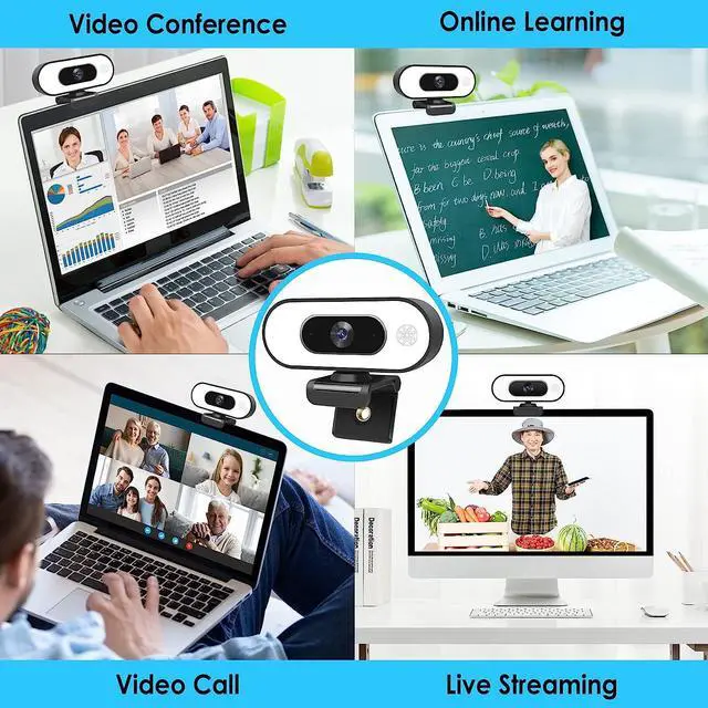 Alt view image 7 of 7 - XPCAM Webcam with Ring Light - Plug and Play, Privacy Cover and Tripod Included, 1080P Full HD Pro Streaming Web Camera with Microphone, USB Computer Camera for PC Mac Laptop Desktop