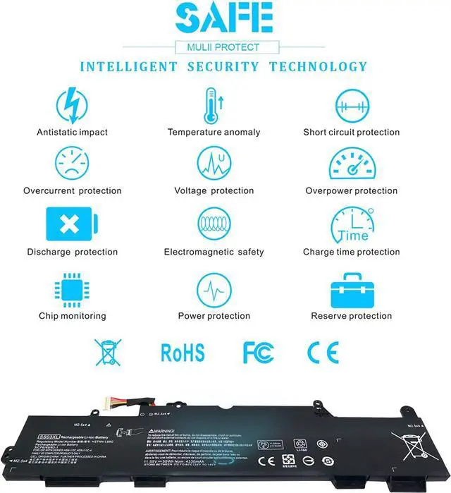Alt view image 6 of 7 - 50Wh SS03XL 933321-855 Battery for HP EliteBook 840 735 745 830 G5 G6 EliteBook 730 740 836 846 G5 ZBook 14U G5 G6 SS03050XL-PL 932823-171 HSN-113C-4 932823-421 932823-1C1 HSN-112C HSTNN-LB8G 11.55V