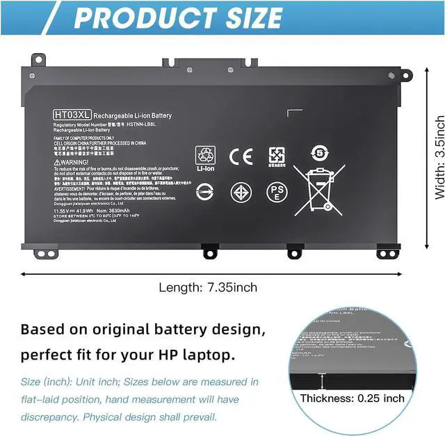 Alt view image 2 of 7 - HTO3XL Laptop Replacement L11119-855 HT03XL Battery for HP Pavilion 15-CS3073CL 15-CU0058NR 15Z-CW100 15-CS3153CL 15T-CS200 15-CS0XXX 15-CS2064ST 15-CS3XXX 15-CW1068WM 15T-CS300 15-CW1063WM 15Z-CW000