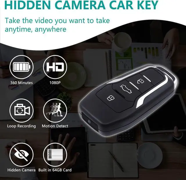 Alt view image 2 of 6 - 64GB Spy Camera Car Key,360 Minutes Battery Life, Mini Nanny Cam Hidden Camera,Small Hidden Camera with HD 1080P,Surveillance & Security Spy Hidden Cameras