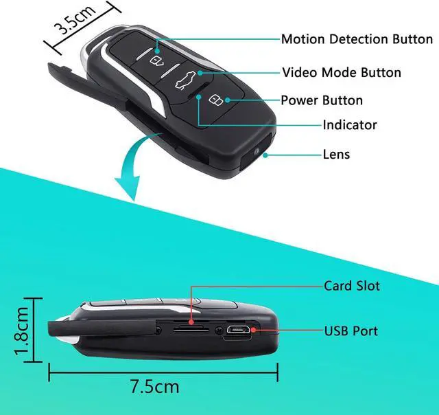 Alt view image 5 of 6 - 64GB Spy Camera Car Key,360 Minutes Battery Life, Mini Nanny Cam Hidden Camera,Small Hidden Camera with HD 1080P,Surveillance & Security Spy Hidden Cameras