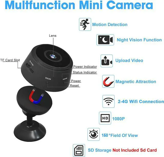 Alt view image 6 of 7 - Hidden Camera Wireless Mini spy Camera Hidden Camera WiFi HD 1080P Mini Camera Spy Camera with Motion Detection for Home Security Nanny Pet Camera