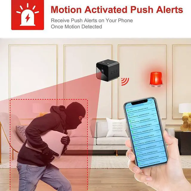 Alt view image 5 of 6 - SITABIER Hidden Camera Spy Camera, WiFi Security Nanny Cam, Mini Home Indoor Outdoor Surveillance Cameras with Audio and Video, Wireless Full HD Recorder with Motion Detection and Night Vision, black