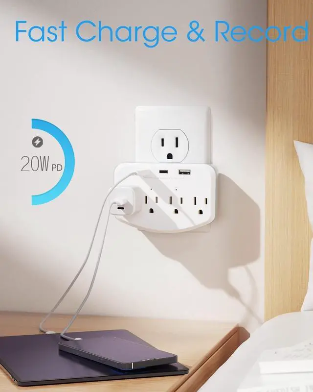 Alt view image 3 of 4 - Updated Hidden Cameras Spy Cam Wall Charger WiFi HD 1080P Charger Outlet Spy Cameras Hidden Camera with Video Indoor Security Camera Wireless Pinhole Camera with USB 20W PD Small Camera Nanny Cam