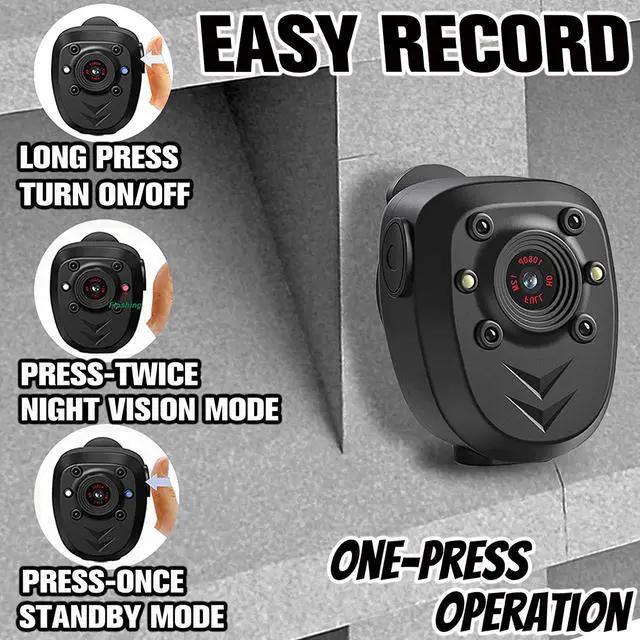 Alt view image 2 of 7 - Mini Body Camera Video Recorder Built-in 128GB Memory Card with Night Vision IR & Loop Record HD 1080P, 4-6 HR Battery Life Wearable Police Cam for Home, Outdoor, Law Enforcement, Security Guard