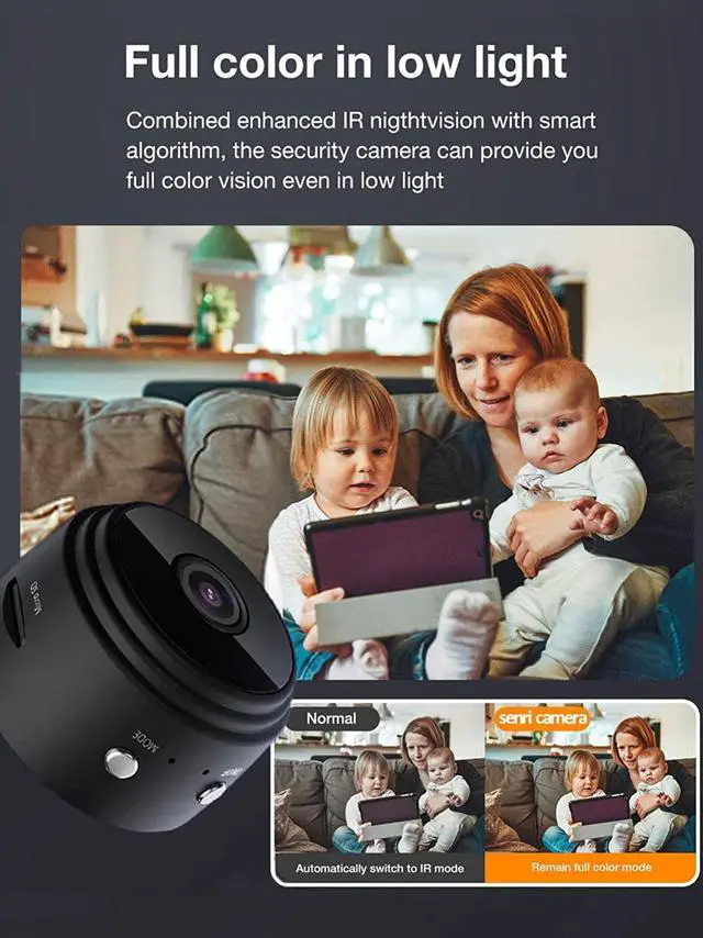 Alt view image 3 of 7 - senri Mini Security Camera, 1080P HD WiFi Home Indoor Outdoor Camera for Baby/Pet/Nanny, IP Camera Remote Viewing for Security with iOS,Android Phone APP