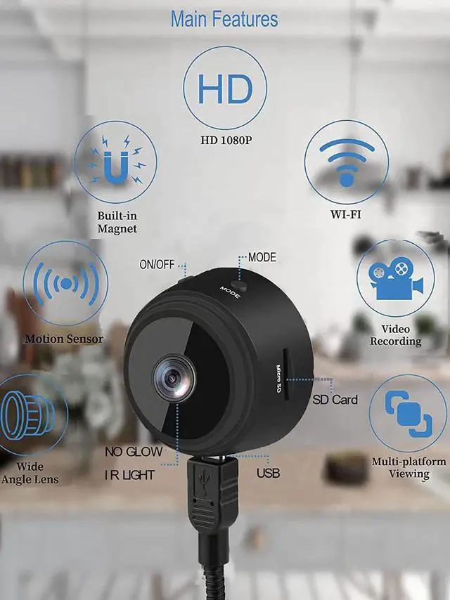 Alt view image 7 of 7 - senri Mini Security Camera, 1080P HD WiFi Home Indoor Outdoor Camera for Baby/Pet/Nanny, IP Camera Remote Viewing for Security with iOS,Android Phone APP