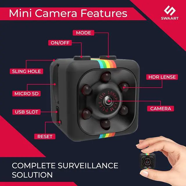 Alt view image 3 of 6 - Mini Security Camera- Tiny Motion Sensor Camera- Night Vision- Nanny Cam Hidden Camera- Indoor & Outdoor Camera- Smart Home Devices- Wireless Camera for Home and Office Security- HD Camera