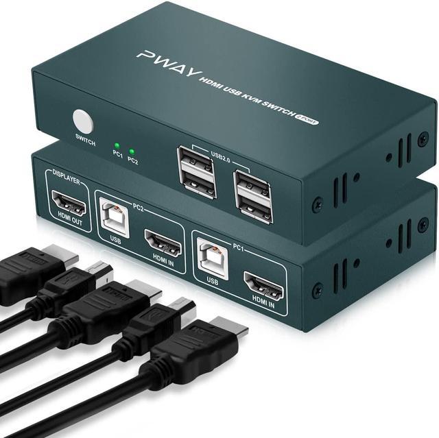 4 Port HDMI KVM Switch Support Max 4K@30Hz Input Using one Set of