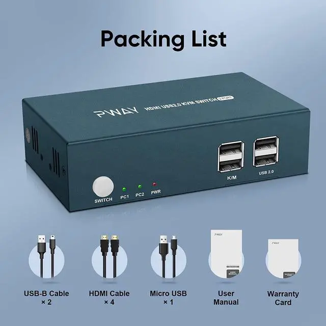 Alt view image 7 of 7 - Steetek USB-C KVM Switch 2 Port, Type-C KVM Switch, Support 4K@60Hz, 3 USB 2.0, Controll 2 Laptops by 1 Set of Keyboard & Mouse to Share 1 Monitor, Connect Type-C PD1/2 Port to Supply Power for Laptop