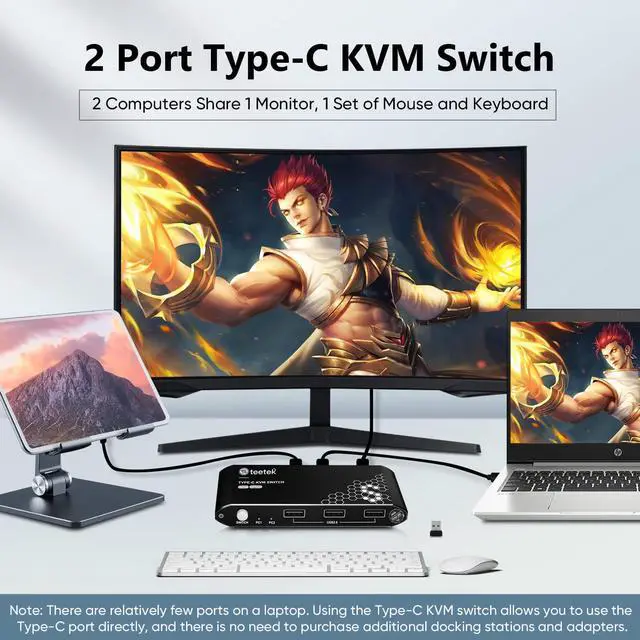 Alt view image 2 of 7 - Steetek 2 Monitors 2 Computers KVM Switch HDMI, 4K@30Hz Dual Monitor KVM Switch with 4 USB Ports, Support Hotkey Switch & Button Switch, HDMI 1.4, HDCP 1.4 Visit The Steetek Store
