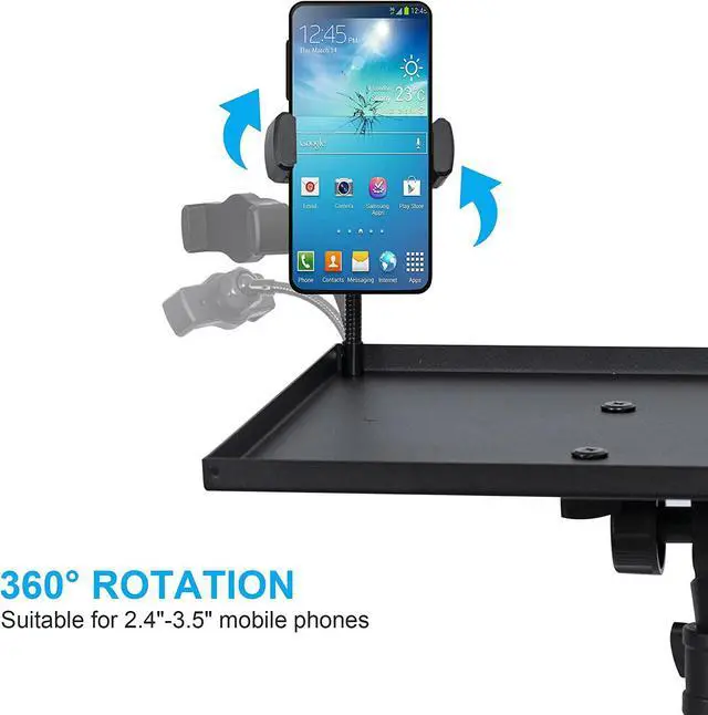 Alt view image 6 of 7 - Projector Stand Tripod from 23" to 46", Laptop Tripod Stand Height Adjustable with Gooseneck Phone Holder, Laptop Floor Stand for Office, Home, Stage, Studio, DJ Racks Holder Mount