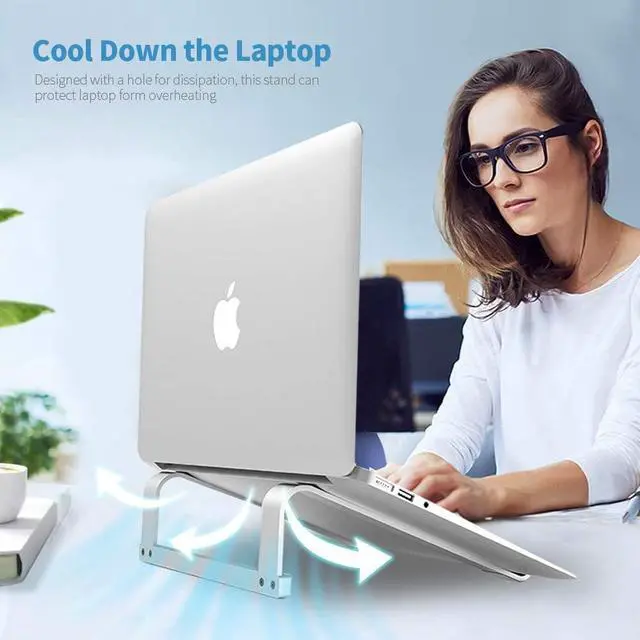 Alt view image 2 of 6 - Laptop Stand for DeskStable Ergonomic Aluminum Computer Riser Cooling Stand for Mac MacBook Pro/ MacBook Pro Air HP  More PC Notebook - 12 13 15 16.2 inch (Silver)
