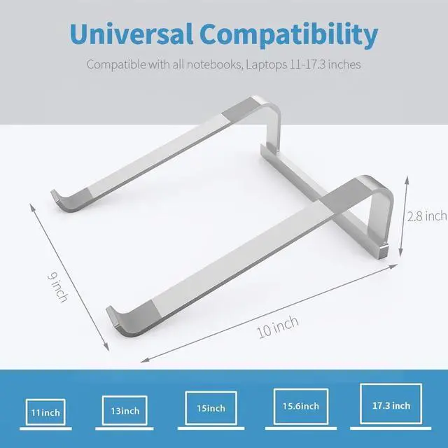 Alt view image 3 of 6 - Laptop Stand for DeskStable Ergonomic Aluminum Computer Riser Cooling Stand for Mac MacBook Pro/ MacBook Pro Air HP  More PC Notebook - 12 13 15 16.2 inch (Silver)