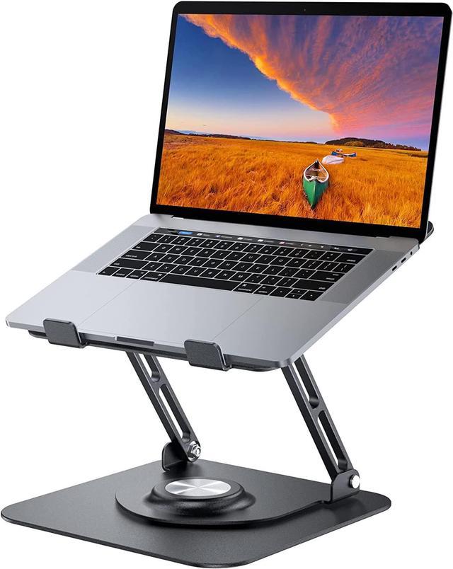 Swivel Laptop Stand for Desk, Adjustable Height Aluminum Computer Stand  with 360 Rotating Base, Foldable Ergonomic Riser, Portable Laptop Holder