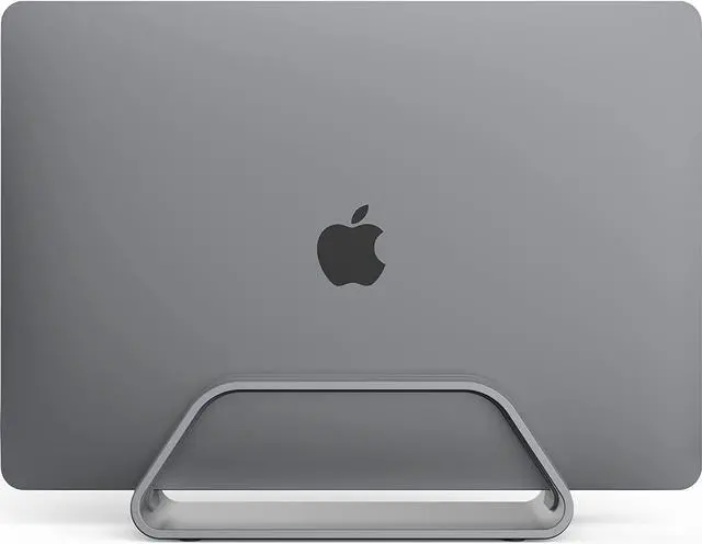 Main image of HumanCentric Vertical Laptop Stand Compatible with MacBook Pro and MacBook Air, Holder for Personal Computer Desk Stand, Aluminium, Exchangeable Inserts to Fit Different Device Models, Space Grey