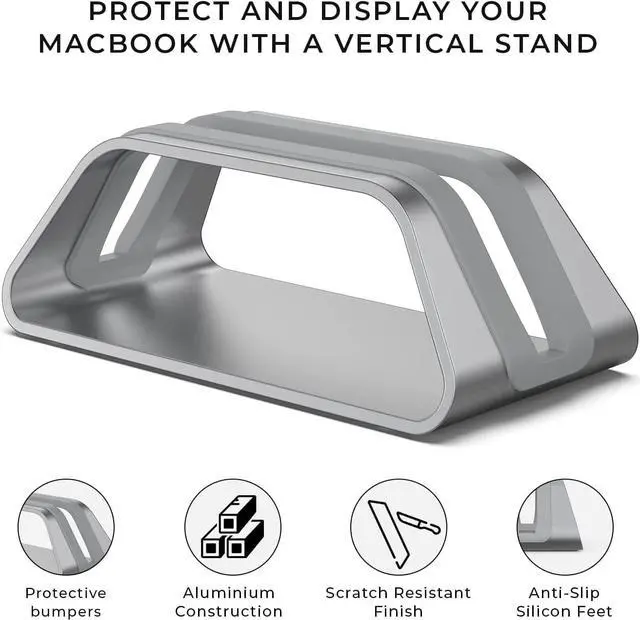 Alt view image 2 of 7 - HumanCentric Vertical Laptop Stand Compatible with MacBook Pro and MacBook Air, Holder for Personal Computer Desk Stand, Aluminium, Exchangeable Inserts to Fit Different Device Models, Space Grey
