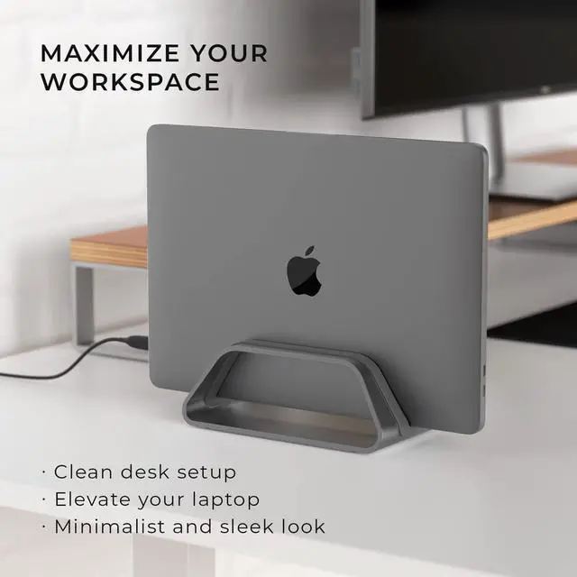 Alt view image 3 of 7 - HumanCentric Vertical Laptop Stand Compatible with MacBook Pro and MacBook Air, Holder for Personal Computer Desk Stand, Aluminium, Exchangeable Inserts to Fit Different Device Models, Space Grey