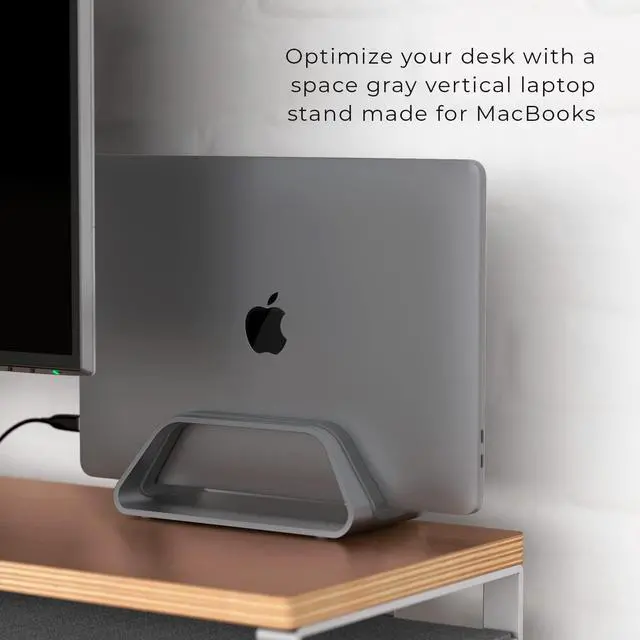 Alt view image 6 of 7 - HumanCentric Vertical Laptop Stand Compatible with MacBook Pro and MacBook Air, Holder for Personal Computer Desk Stand, Aluminium, Exchangeable Inserts to Fit Different Device Models, Space Grey