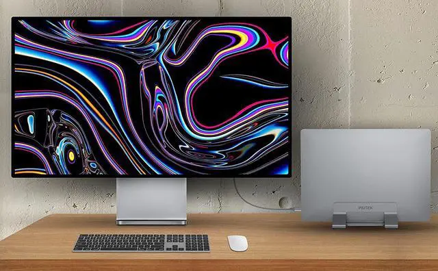 Alt view image 2 of 6 - Psitek Aluminum Vertical Laptop Stand Dock Holder, Space-Saving Upright Storage for All MacBook and Laptops, Adjustable Slot Width (10-30mm/0.4-1.2 inch), Version 2023