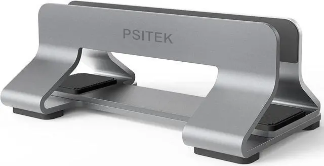 Alt view image 6 of 6 - Psitek Aluminum Vertical Laptop Stand Dock Holder, Space-Saving Upright Storage for All MacBook and Laptops, Adjustable Slot Width (10-30mm/0.4-1.2 inch), Version 2023