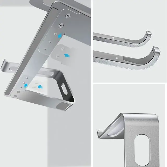 Alt view image 4 of 7 - Laptop Stand for Desk, Detachable Laptop Riser Notebook Holder Stand Ergonomic Aluminum Laptop Mount Computer Stand, Compatible with MacBook Air Pro, Dell XPS, Lenovo More 10-18" Laptops