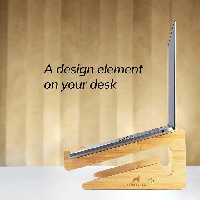 Alt view image 5 of 7 - Bamboo Laptop Stand, 10-15 inches, Universal Laptop Shelf, Ergonomic MacBook Holder, Laptop Riser for Desk