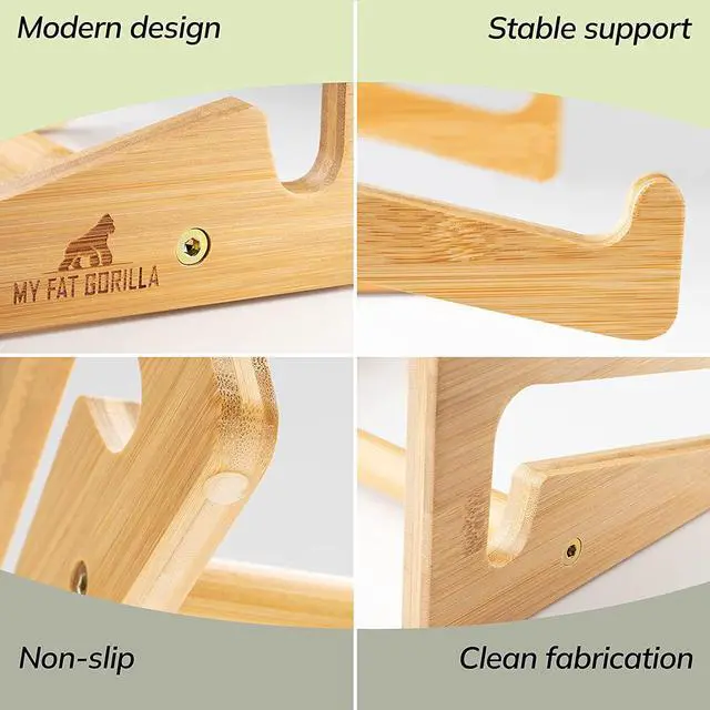 Alt view image 6 of 7 - Bamboo Laptop Stand, 10-15 inches, Universal Laptop Shelf, Ergonomic MacBook Holder, Laptop Riser for Desk