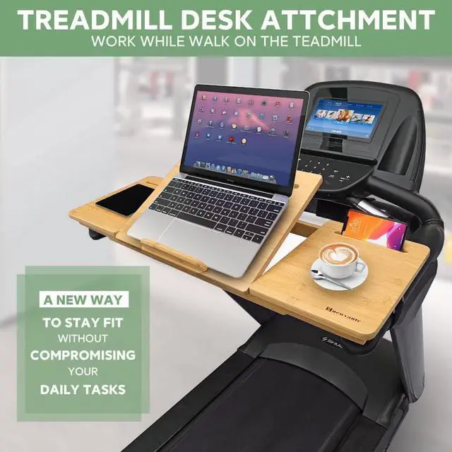 Alt view image 2 of 7 - Nnewvante Treadmill Desk Attachment Bamboo Walking Laptop Stand Holder Workstation Adjustable Desktop Laptop Tray for Treadmill