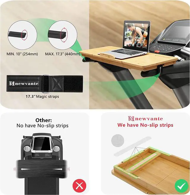Alt view image 6 of 7 - Nnewvante Treadmill Desk Attachment Bamboo Walking Laptop Stand Holder Workstation Adjustable Desktop Laptop Tray for Treadmill